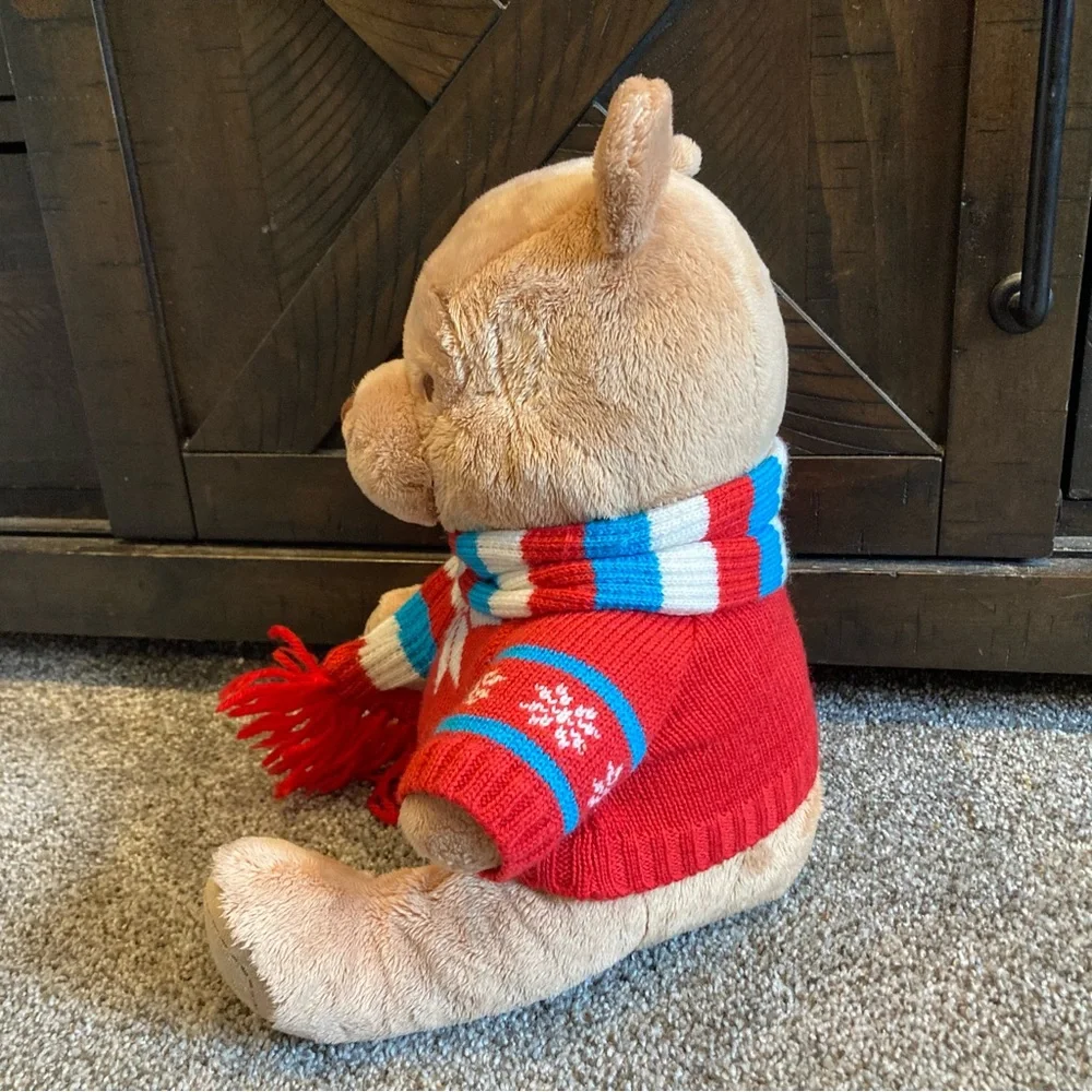 Disney Store Winnie the Pooh Plush Bear Holiday Sweater Scarf 2008